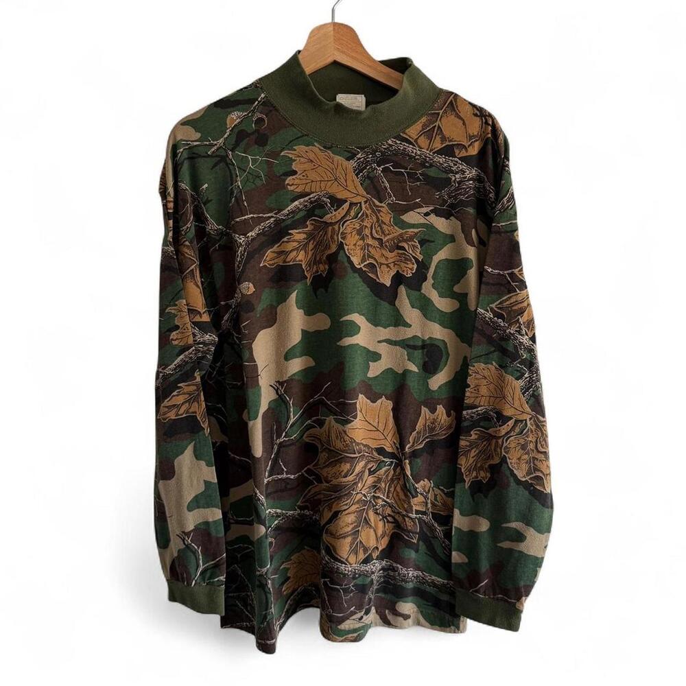 Vintage 90s Camo Long Sleeve Shirt XL